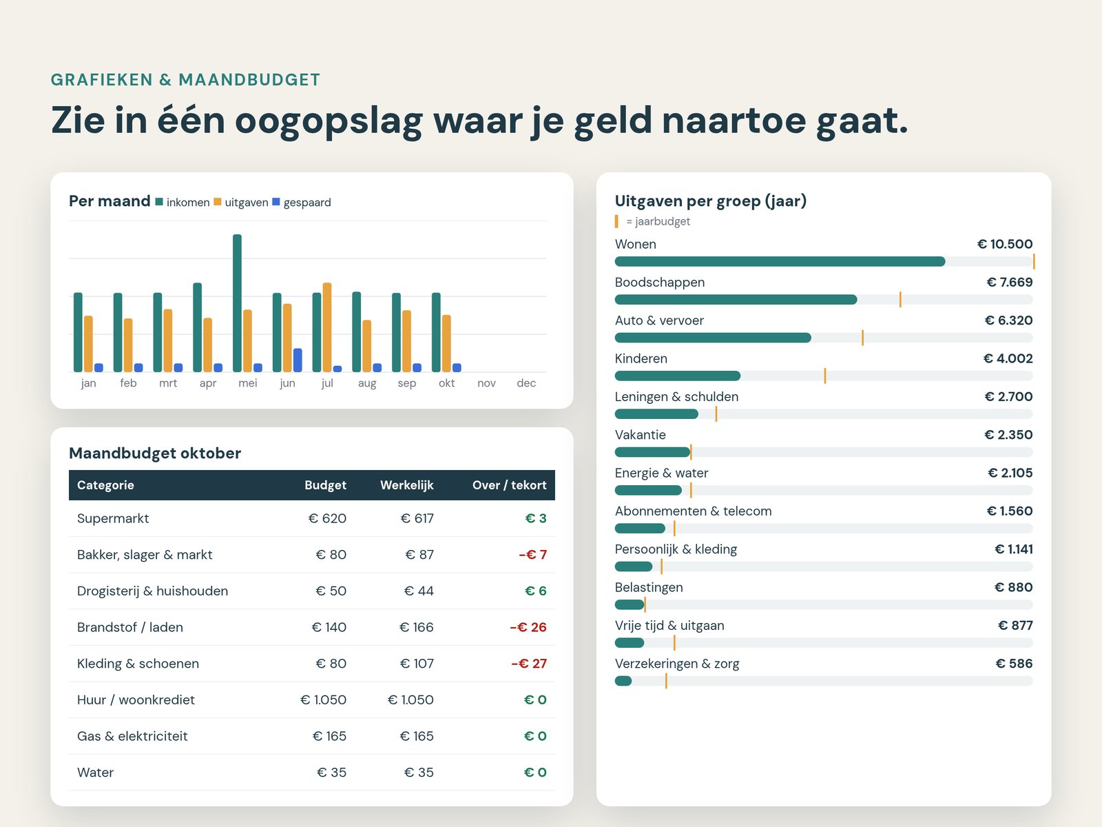 Maandbudget en grafieken
